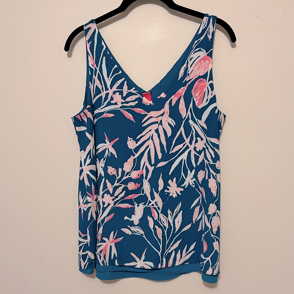 Lilly Pulitzer - Reversible Floral Top - Teal & Pink - Small - Lightly Worn